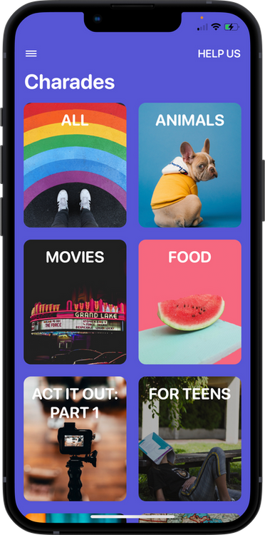 Charades app running on an iPhone